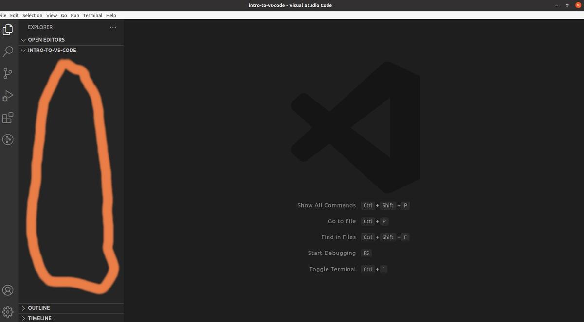 VS code left side area