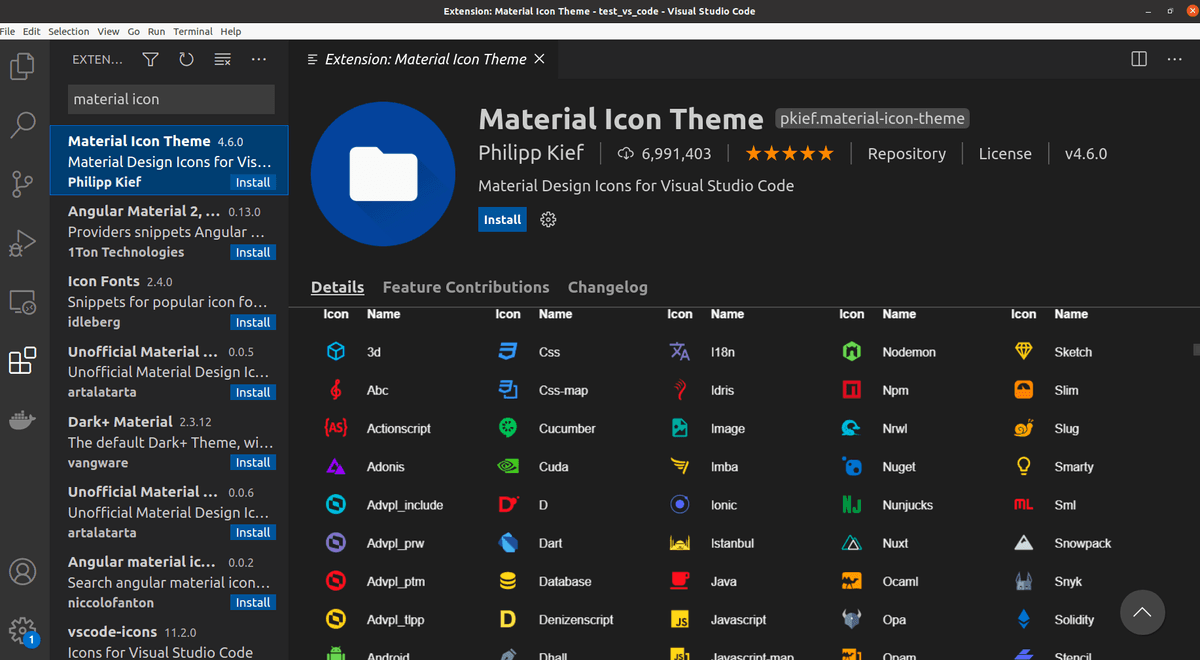 VS code material icons